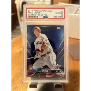2018 Topps Opening Day Rainbow Blue Foil Mike Trout #4 PSA 10 GEM MT